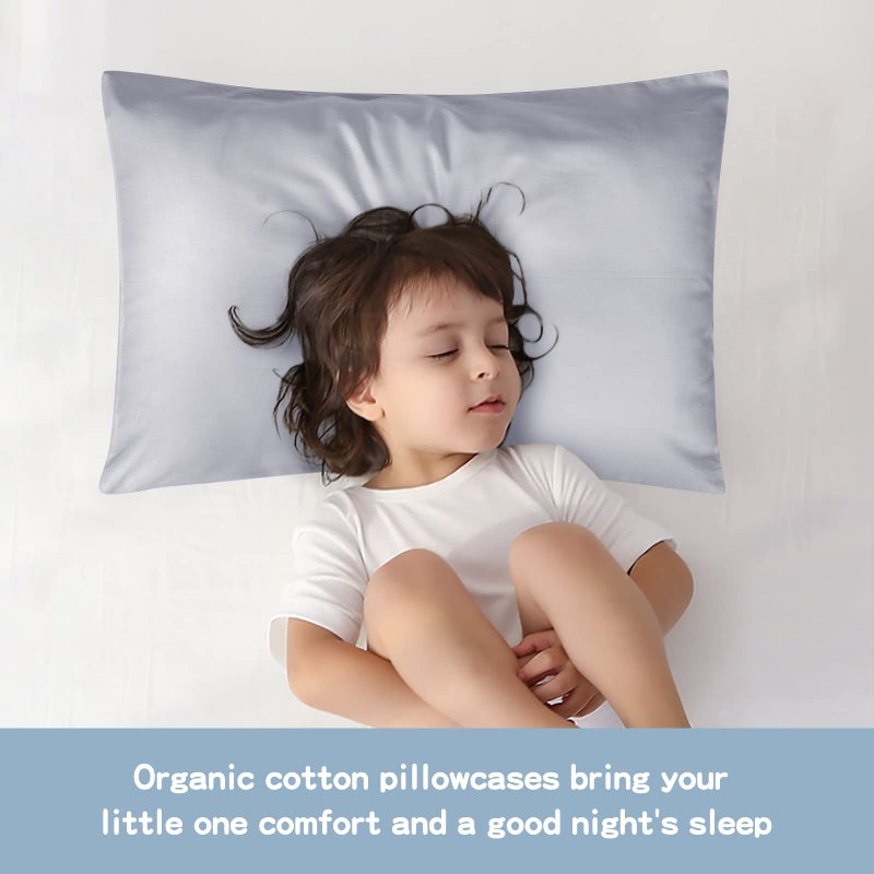 LULUSILK Organic Cotton Toddler Pillowcase 2 Pack, 14 x 20 Travel Pillow Case Cover for Babies, Kids, Boys and Girls, Soft and Breathable Small Pillow Cases with Envelope Closure, Light Grey - Image 5